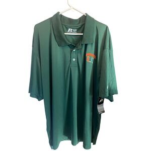Russell Athletic Men's Green University of Miami Hurricanes Polo Shirt 3XL NWT